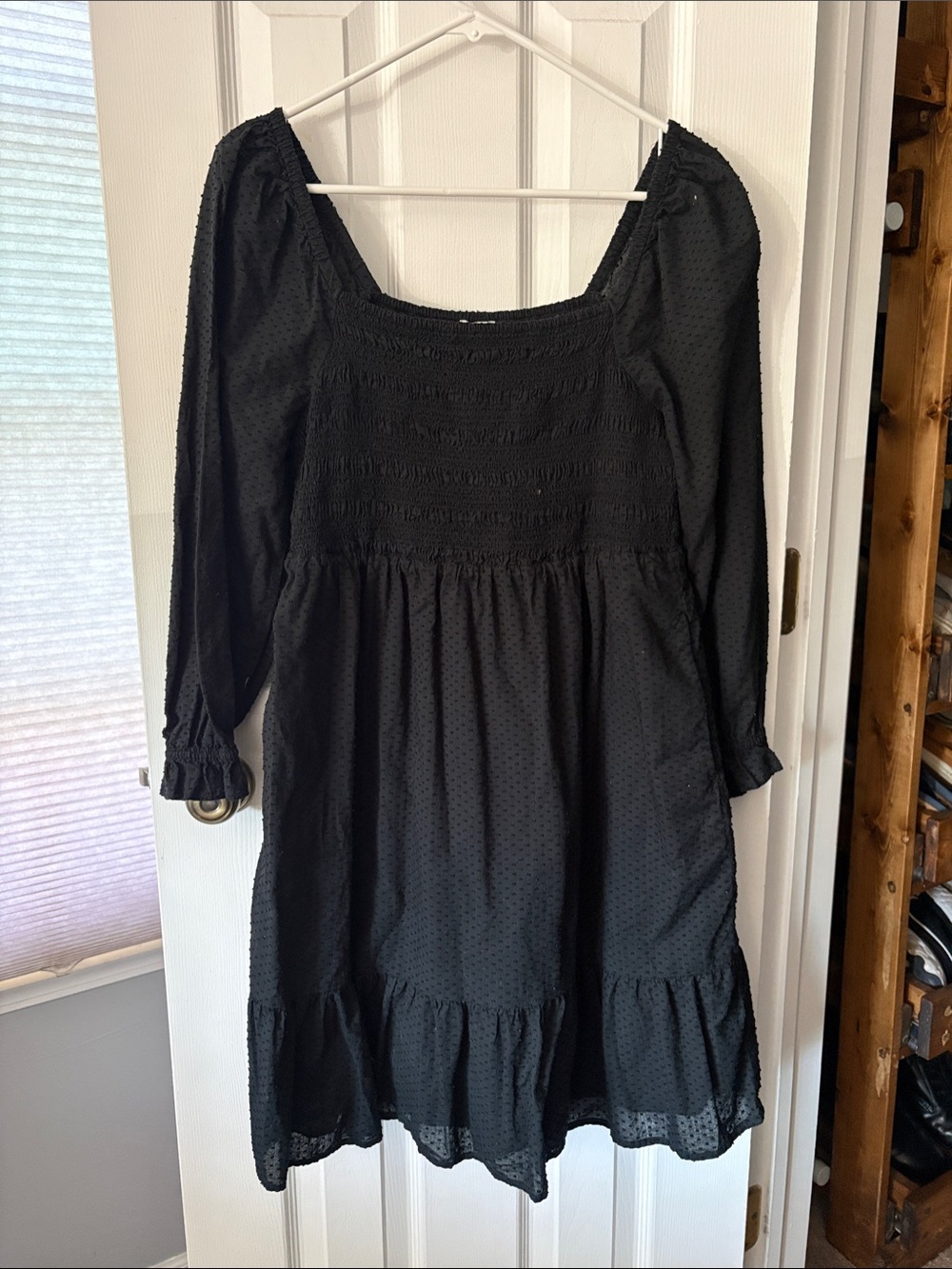 J. Crew Black Swiss Dot Midi Dress